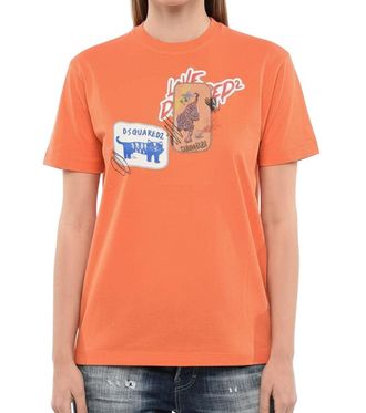 Dsquared2 Orange Graphic Crew Neck T-Shirt