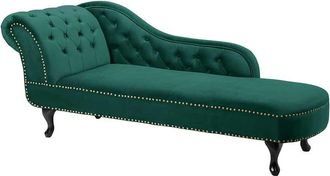 Global Interiors R&eacute;cami&egrave;re/Chaiselongue New Chesterfield - Samt Smaragdgr&uuml;n
