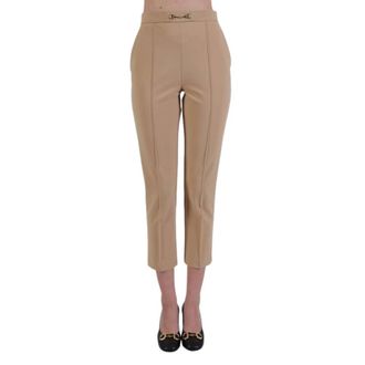 Elisabetta Franchi Dames, Broeken, Beige, Maat: 2XL Poliester