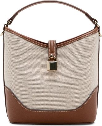 Mango Contrasting Canvas Bucket Bag in Leather at Nordstrom