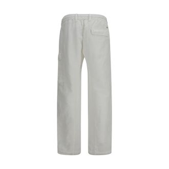 C.P. Company Mens White Cotton Cargo Pants