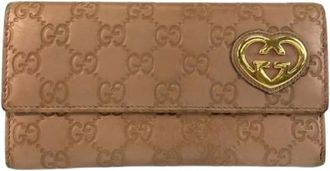 Gucci Pre-owned Wallets, female, Beige, Size: ONE SIZE Pre-owned Guccissima Lovely Leather Long Wallet