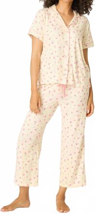 PJ Salvage Butter For The Mamas Blooms Cropped 3-Piece Pj Set In Yellow