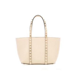 Valentino Garavani Sand Leather Small Rockstud Shopping Bag