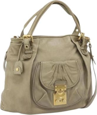 Miu Miu Pre-owned Tote Bag - Dames - Vintage Handtas - Beige - ONE Size - Leer - Vintage