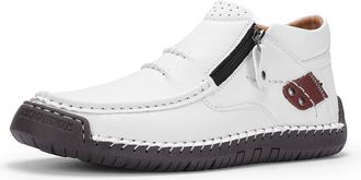 Generic Mens Handmade Premium Leather Slip-On Driving Boots, Men Side Zipper Orthopedic Shoes for Driving Hiking (White,12.5)