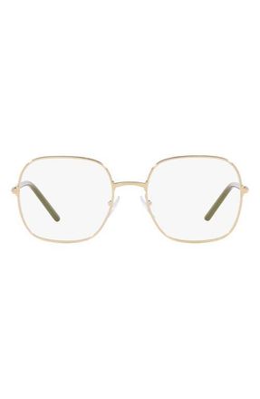 Prada 54mm Rectangle Optical Glasses in Pale Gold at Nordstrom