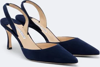 Manolo Blahnik Carolyne 70 suede slingback pumps