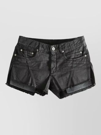 Rick Owens denim mid-rise raw-hem short shorts
