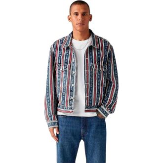 Levi's Heren-truckerjack van denim met verticale strepen (Blauw)