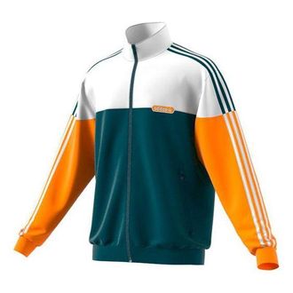 adidas originals Split Firebird Colorblock Casual Sports Stand Collar Side Stripe Windproof Jacket Yellow Green GN8618