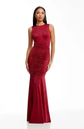 Dress The Population Violetta Ruched Sleeveless Gown in Garnet at Nordstrom, Size Xx-Small