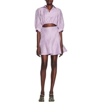 Sandro Kya Cutout Linen Blend Shirtdress in Parme at Nordstrom Rack, Size 1 (Fits Like 2-4 Us) / 36 Eu