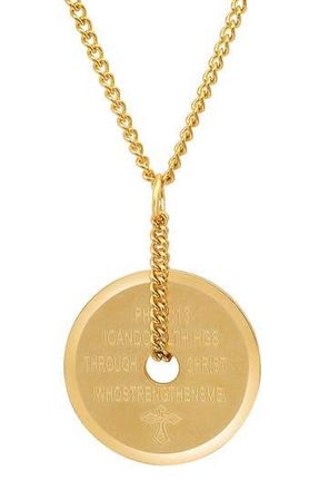 Steeltime Mens Stainless Steel Shield Pendant Necklace in Gold at Nordstrom Rack