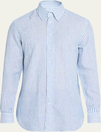 Bergdorf Goodman Mens Striped Cotton Button-Down Shirt