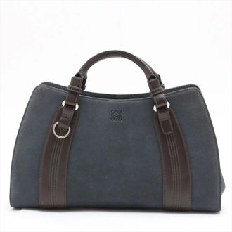 Loewe Blue Brown Leather Handbag Tote Bag (Pre-Owned)