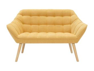 VENTE-UNIQUE.COM Sof&aacute; fijo poli&eacute;ster 2 plazas mostaza 127x73cm