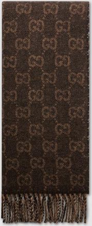 Gucci Reversible Wool Cashmere Scarf, Brown