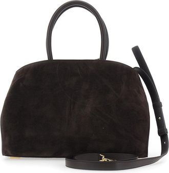 Ferragamo Womens Handbag Hug Piccola Brown Suede Goat Leather Handbags Hand Bags