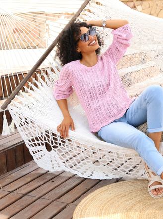 Heine Ajourpullover HEINE Pullover, Damen, Gr. 34, ros&eacute;, 100% Baumwolle, unifarben, Pullover Ajourpullover