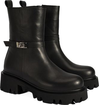 Desa Woman Boots - Leather Upper, Zip Fastening, Flat Heel, Breathable | Black - 37