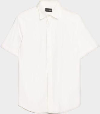 Emporio Armani Men & apos;s Cotton Concealed Placket Short-Sleeve Shirt
