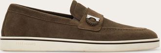 Ferragamo Men Boat shoe loafer with Gancini ornament Grey Size 10.5