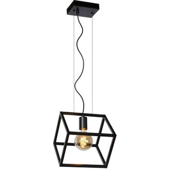 Lucide Fabian - Cube Pendant Light - 1xE27 - Black - Lucide
