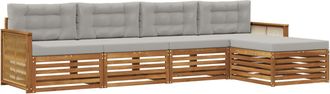 vidaXL Conjunto De Sof&aacute;s De Exterior 5 Uds. Natural Y Gris Claro Vidaxl