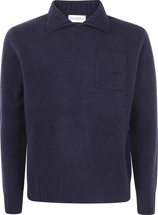 Ballantyne Sailor Neck Pullover - Heren - Ronde hals truien - Blauw - 2XL - Wol - Truien & Vesten
