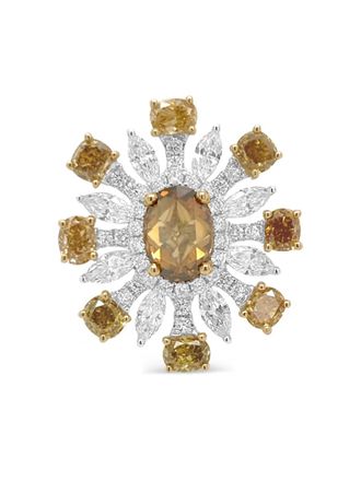 HYT Jewelry Anello in oro bianco e giallo 18 carati con diamanti - Argento