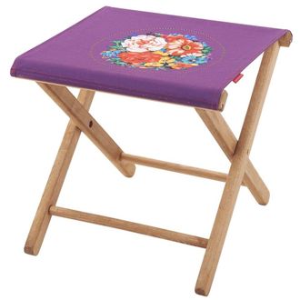 Vent de Boh&egrave;me Taburete plegable de eucalipto y tela outdoor floral violeta