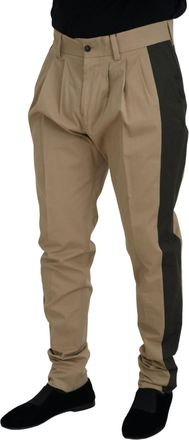 Dolce & Gabbana Brown Black Cotton Chino Men Pants And Elastane