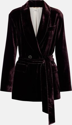 Agnona Belted double-breasted velvet blazer