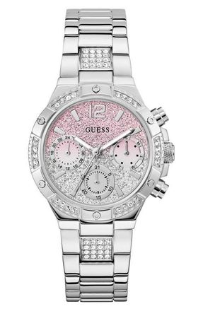 Guess Silvertone Multifunction Bracelet Watch, 38mm in Ombre at Nordstrom