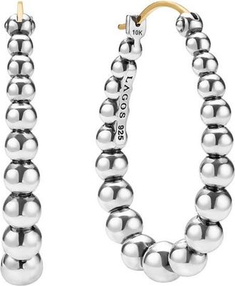 Lagos Caviar Bubbly Oval Hoop Earrings in Sterling Silver at Nordstrom