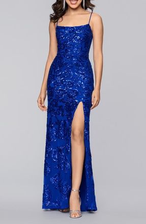 Blondie Nites Sequin Rose Gown in Royal at Nordstrom, Size 11