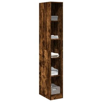 Berkfield Home Wardrobe Smoked Oak 30x50x200 cm Engineered Wood in Brown | Size: 30 x 50 x 200 cm