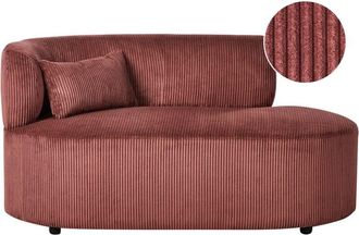 Beliani Beliani - Living Room Left Hand Corduroy Chaise Lounge with Scatter Cushion Red Vanvey