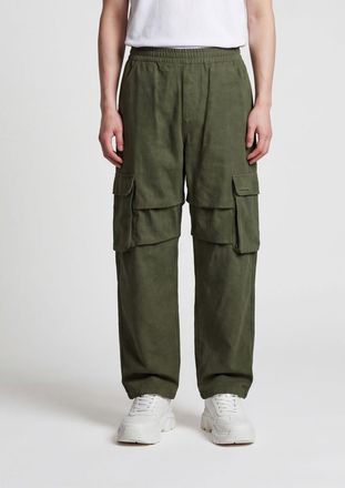 Barrow Pantaloni cargo in cotone con vita elasticizzata e tasche multiple