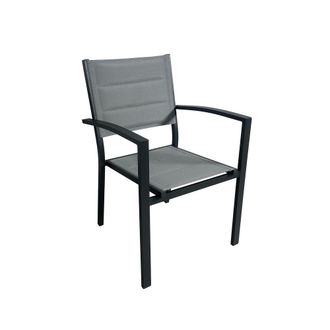 Pondecor Interiorismo Set 2 Sillas de jard&iacute;n aluminio y textilene gris antracita 56x59x87cm