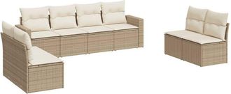 vidaXL Juego De Sof&aacute;s De Jard&iacute;n Con Cojines Beige 8 Pzas Rat&aacute;n Pe Vidaxl