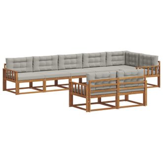 vidaXL Conjunto De Sof&aacute;s De Exterior 8 Pcs Gris Natural Y Claro Vidaxl