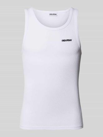 Review Tanktop in Ripp-Optik mit Label-Stitching in Weiss, Gr&ouml;&szlig;e S