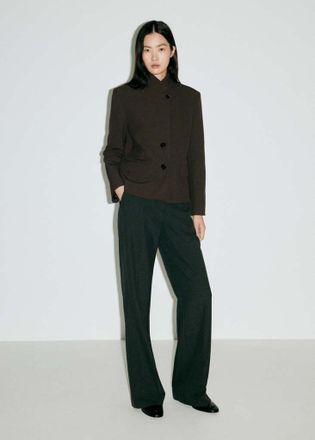 Mango Giacca pied-de-poule collo rialzato marrone - Donna - XXS - MANGO