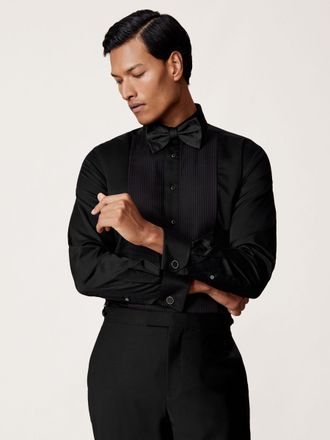 Reiss Black Regular Fit Cotton Double-cuff Dinner Shirt, 165