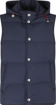 Eleventy Padded Vest With Detachable Hood And Snap Button Closure