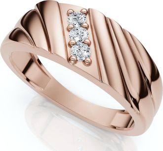 Pompeii3 Mens Diamond Three Stone Polished Wedding Ring Gold Lab Grown