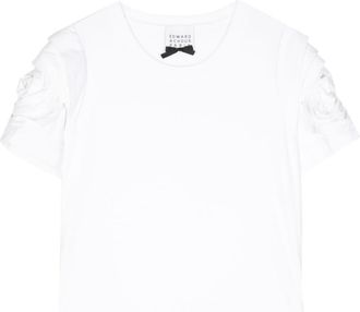 Edward Achour Paris gathered short-sleeve T-shirt - women - Cotton/Spandex/Elastane - 38 - White