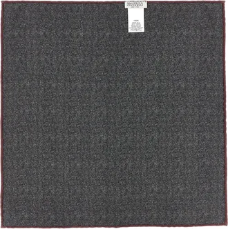 Brunello Cucinelli Striped Silk Pocket Square - Gray